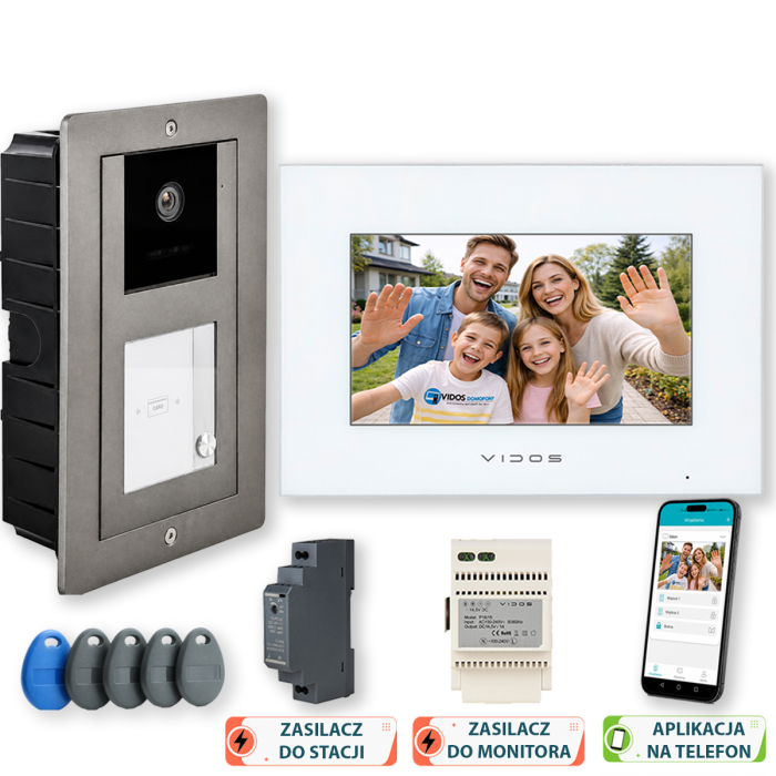 Wideodomofon podtynkowy Vidos S11-1-D11P + M10W-X