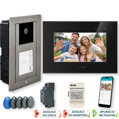 Wideodomofon podtynkowy Vidos S11-1-D11P + M10B-X
